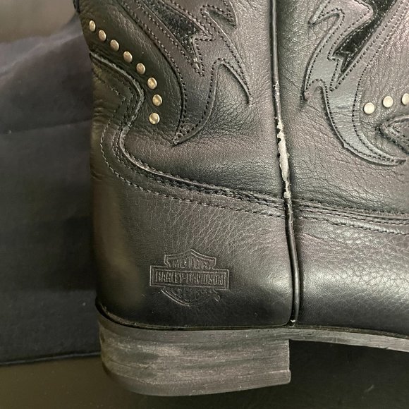 Harley Davidson Mens Western Cowboy Embroidered - Stud Leather Boots sz 10 91526 - Picture 10 of 14